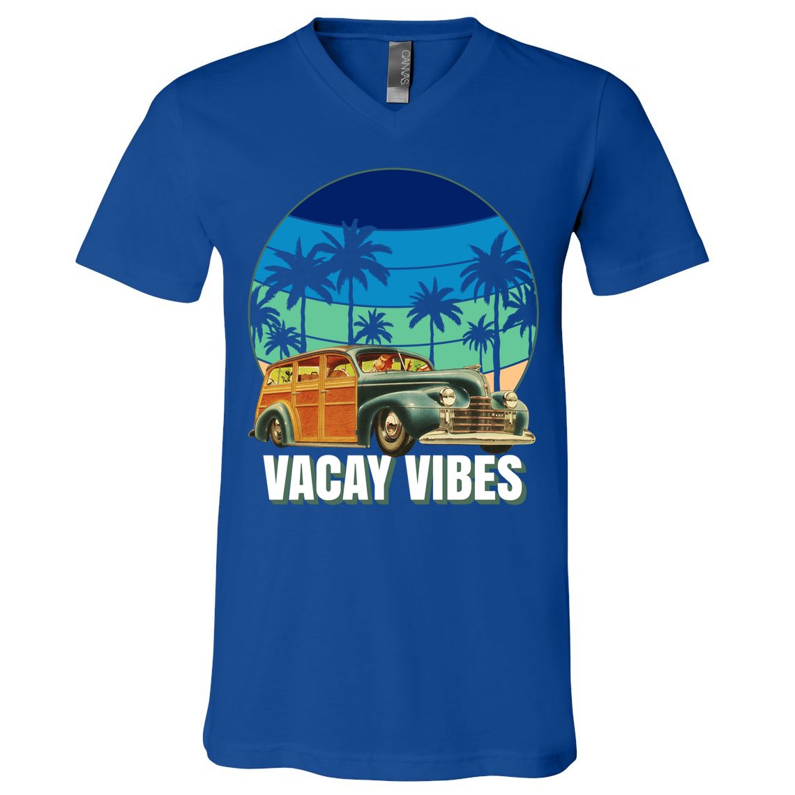 1940's Lowrider Station Wagon Vacay Vibes Family Vacation Cute Gift V-Neck T-Shirt