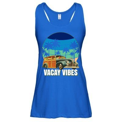 1940's Lowrider Station Wagon Vacay Vibes Family Vacation Cute Gift Ladies Essential Flowy Tank