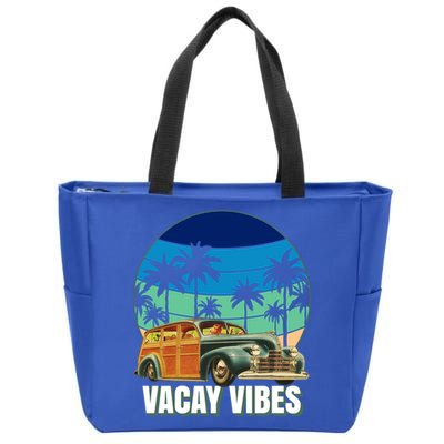 1940's Lowrider Station Wagon Vacay Vibes Family Vacation Cute Gift Zip Tote Bag