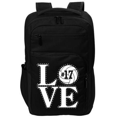 #17 Love Volleyball Mom Dad Proud Fan Gift Impact Tech Backpack