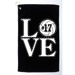 #17 Love Volleyball Mom Dad Proud Fan Gift Platinum Collection Golf Towel