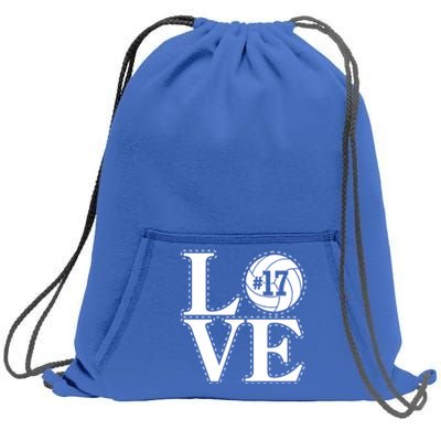 #17 Love Volleyball Mom Dad Proud Fan Gift Sweatshirt Cinch Pack Bag