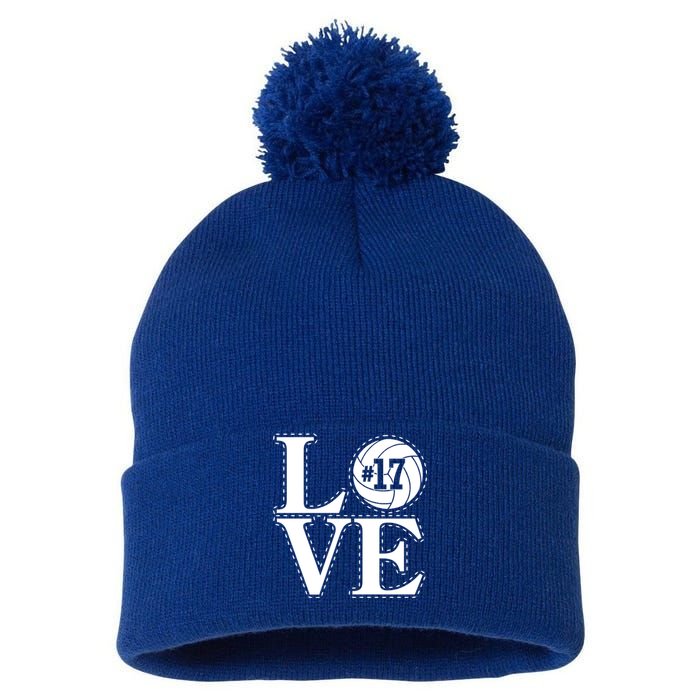 #17 Love Volleyball Mom Dad Proud Fan Gift Pom Pom 12in Knit Beanie