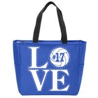 #17 Love Volleyball Mom Dad Proud Fan Gift Zip Tote Bag