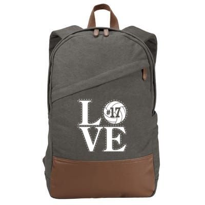 #17 Love Volleyball Mom Dad Proud Fan Gift Cotton Canvas Backpack