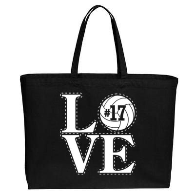 #17 Love Volleyball Mom Dad Proud Fan Gift Cotton Canvas Jumbo Tote