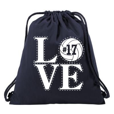 #17 Love Volleyball Mom Dad Proud Fan Gift Drawstring Bag