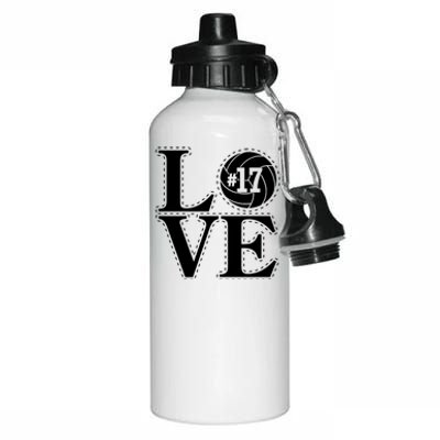 #17 Love Volleyball Mom Dad Proud Fan Gift Aluminum Water Bottle 