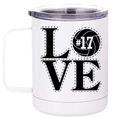 #17 Love Volleyball Mom Dad Proud Fan Gift 12 oz Stainless Steel Tumbler Cup