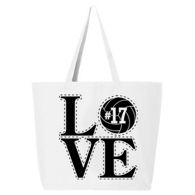 #17 Love Volleyball Mom Dad Proud Fan Gift 25L Jumbo Tote