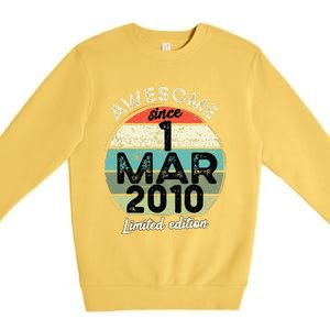 1 March 2010 15th Birthday 15 Year Old 2024 Birthday Premium Crewneck Sweatshirt