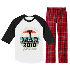 1 March 2010 15th Birthday 15 Year Old 2024 Birthday Raglan Sleeve Pajama Set