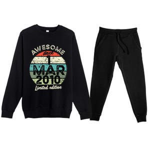 1 March 2010 15th Birthday 15 Year Old 2024 Birthday Premium Crewneck Sweatsuit Set