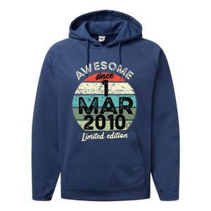 1 March 2010 15th Birthday 15 Year Old 2024 Birthday Performance Fleece Hoodie