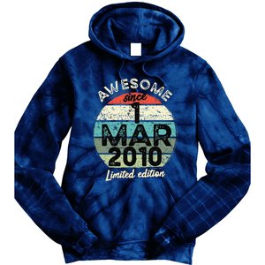 1 March 2010 15th Birthday 15 Year Old 2024 Birthday Tie Dye Hoodie