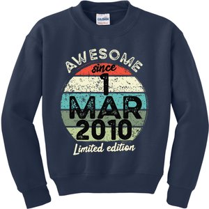 1 March 2010 15th Birthday 15 Year Old 2024 Birthday Kids Sweatshirt