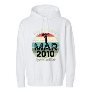 1 March 2010 15th Birthday 15 Year Old 2024 Birthday Garment-Dyed Fleece Hoodie