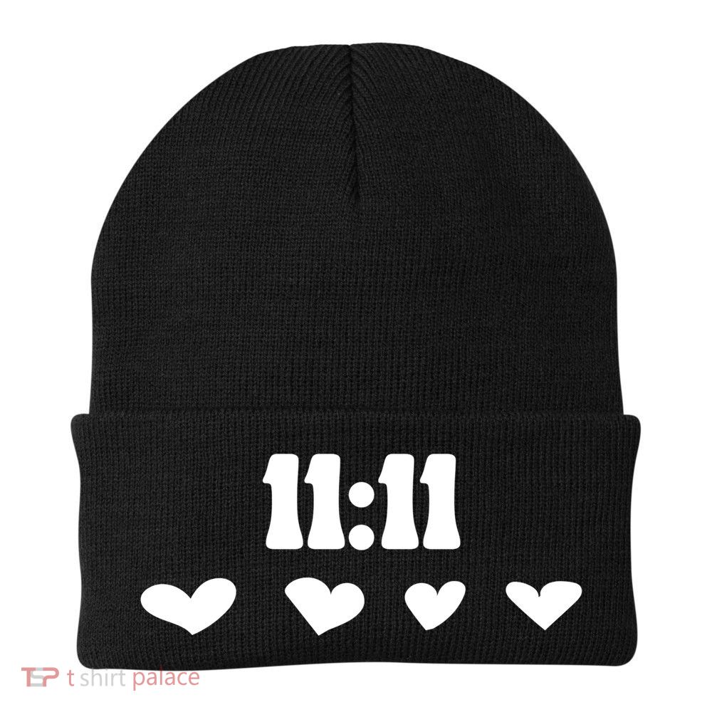 11:11 Make A Wish Hearts Knit Cap Winter Beanie