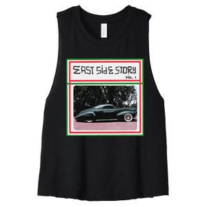 1940 Mercury Album Cover Low Rider Kustom Lead Sled Hot Rod Women's Racerback Cropped Tank