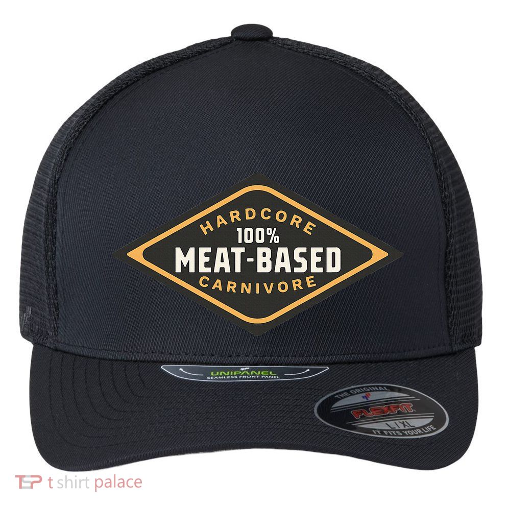100 Meat Based Hardcore Carnivore Flexfit Unipanel Trucker Cap
