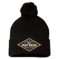 100 Meat Based Hardcore Carnivore Pom Pom 12in Knit Beanie