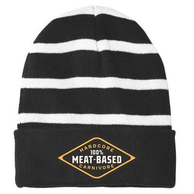 100 Meat Based Hardcore Carnivore Striped Beanie with Solid Band