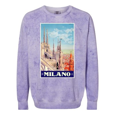 1930 Milan Cathedral Italy Travel Poster Colorblast Crewneck Sweatshirt