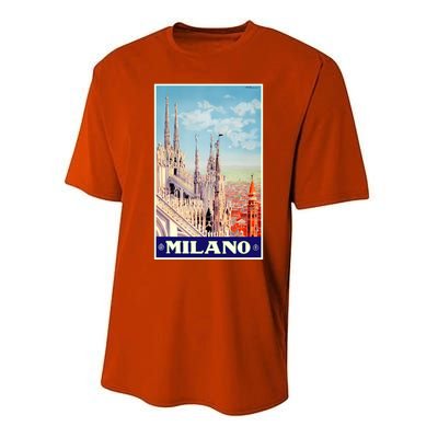 1930 Milan Cathedral Italy Travel Poster Performance Sprint T-Shirt