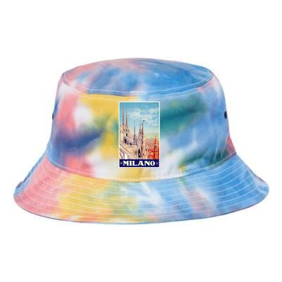 1930 Milan Cathedral Italy Travel Poster Tie Dye Newport Bucket Hat