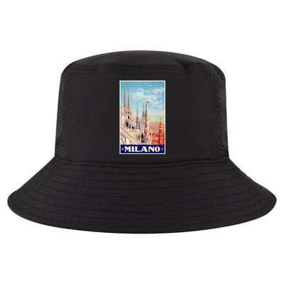 1930 Milan Cathedral Italy Travel Poster Cool Comfort Performance Bucket Hat