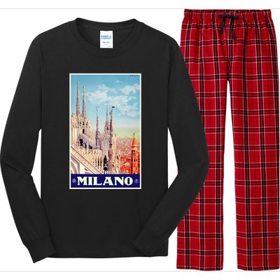 1930 Milan Cathedral Italy Travel Poster Long Sleeve Pajama Set