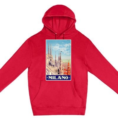 1930 Milan Cathedral Italy Travel Poster Premium Pullover Hoodie