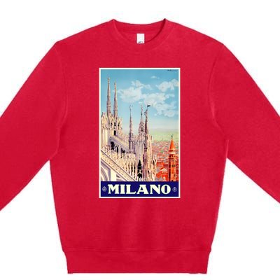 1930 Milan Cathedral Italy Travel Poster Premium Crewneck Sweatshirt