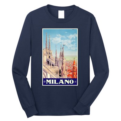 1930 Milan Cathedral Italy Travel Poster Long Sleeve Shirt