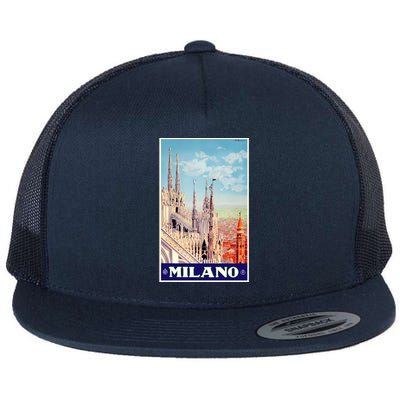 1930 Milan Cathedral Italy Travel Poster Flat Bill Trucker Hat