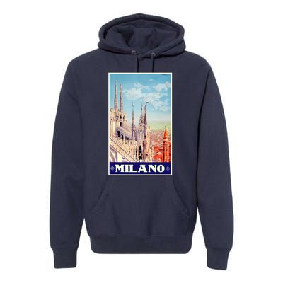 1930 Milan Cathedral Italy Travel Poster Premium Hoodie