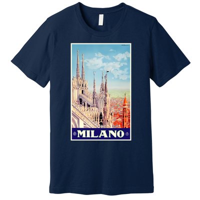 1930 Milan Cathedral Italy Travel Poster Premium T-Shirt