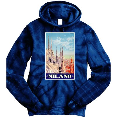 1930 Milan Cathedral Italy Travel Poster Tie Dye Hoodie