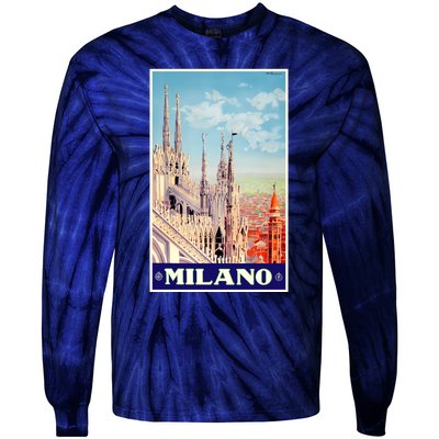 1930 Milan Cathedral Italy Travel Poster Tie-Dye Long Sleeve Shirt