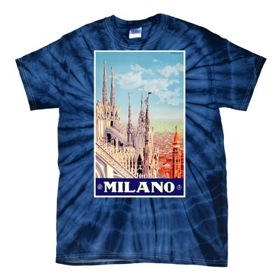 1930 Milan Cathedral Italy Travel Poster Tie-Dye T-Shirt