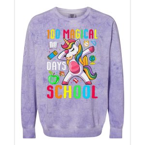 100 Magical Days Of School 100th Day Unicorn Teacher Colorblast Crewneck Sweatshirt