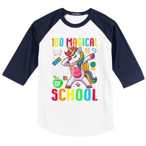 100 Magical Days Of School 100th Day Unicorn Teacher Baseball Sleeve Shirt