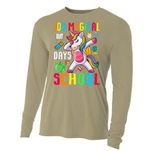 100 Magical Days Of School 100th Day Unicorn Teacher Cooling Performance Long Sleeve Crew