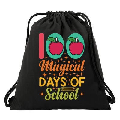 100 Magical Days Of School Apple Gift Teacher Student Drawstring Bag