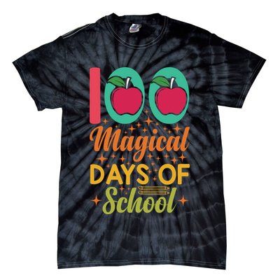 100 Magical Days Of School Apple Gift Teacher Student Tie-Dye T-Shirt