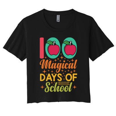 100 Magical Days Of School Apple Gift Teacher Student Crop Top