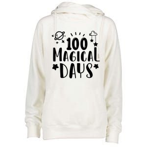 100 Magical Days Of Kindergarten Teacher 100 Day Of School Gift Womens Funnel Neck Pullover Hood