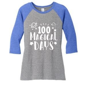 100 Magical Days Of Kindergarten Teacher 100 Day Of School Gift Women's Tri-Blend 3/4-Sleeve Raglan Shirt