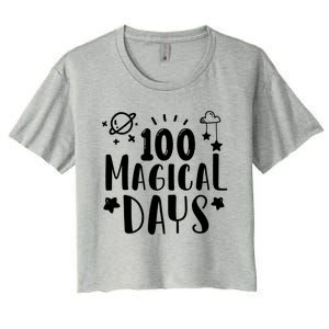 100 Magical Days Of Kindergarten Teacher 100 Day Of School Gift Women's Crop Top Tee