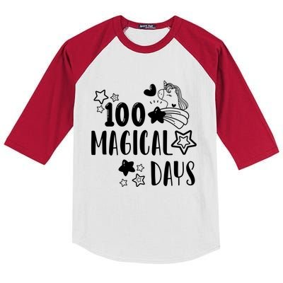 100 Magical Days Of Kindergarten Unicorn Lovers 100 Days Cool Gift Kids Colorblock Raglan Jersey